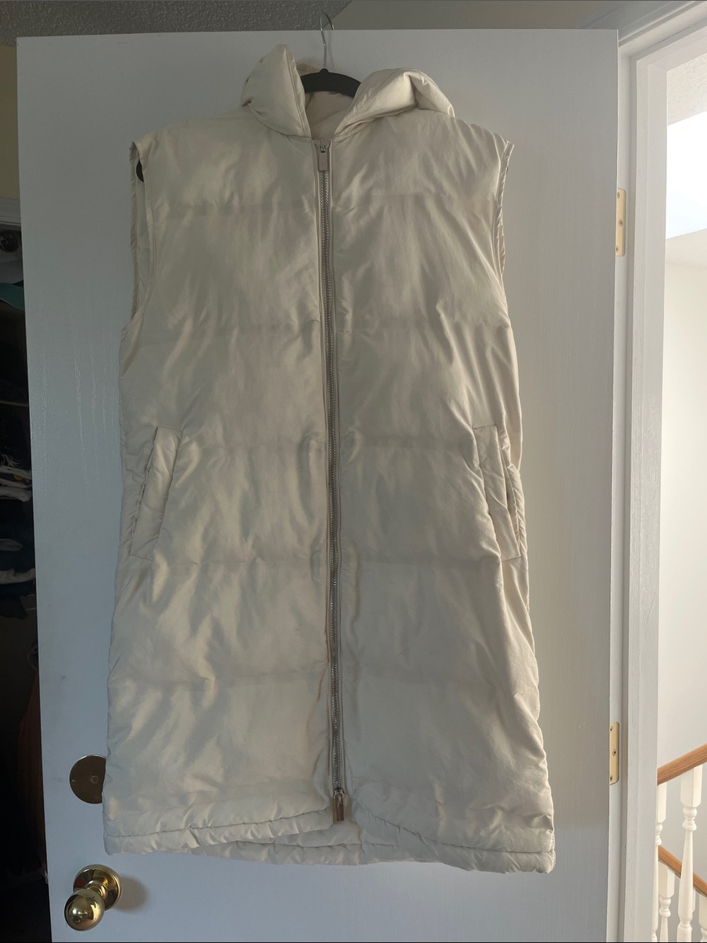 Mango Cream Quilted Hooded Puffer Vest